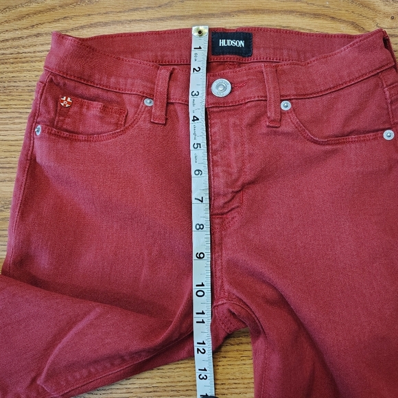 Hudson women's Krista ankle skinny jeans, ripped, distressed red,stretch, sz 27. - Picture 13 of 16